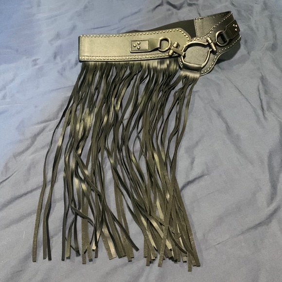 New black fringe stretch belt - Picture 1 of 4